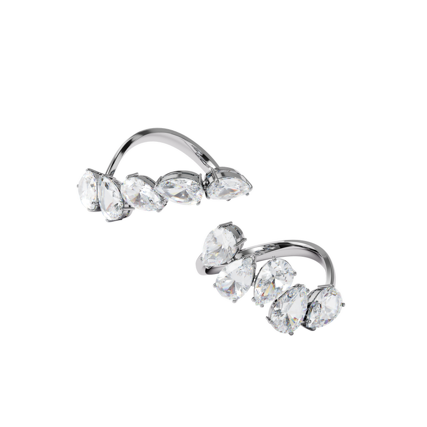 swarovski millenia cocktail ring  set  white  rhodium plated